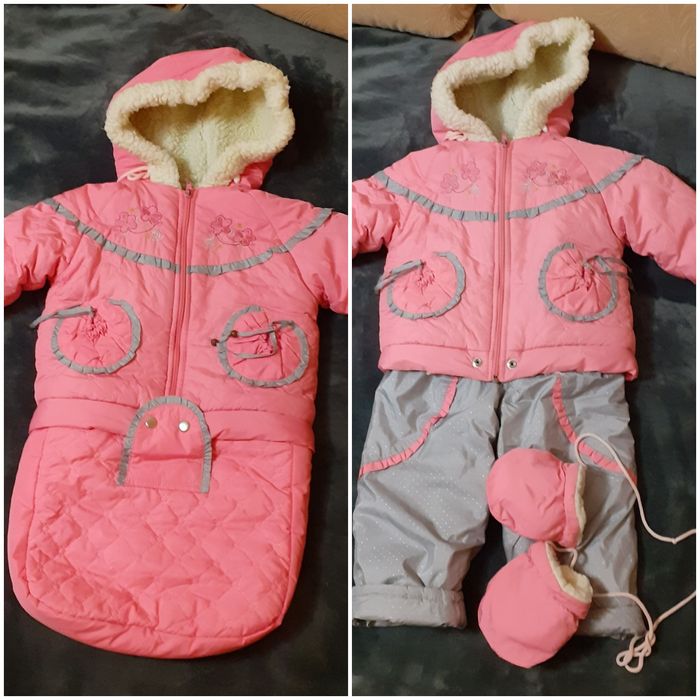 Комбинезон куртка зимняя полукомбинезон зимний конверт рукавички