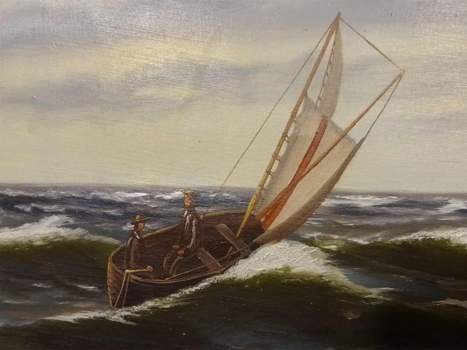 Stary obraz na płótnie marynistyka