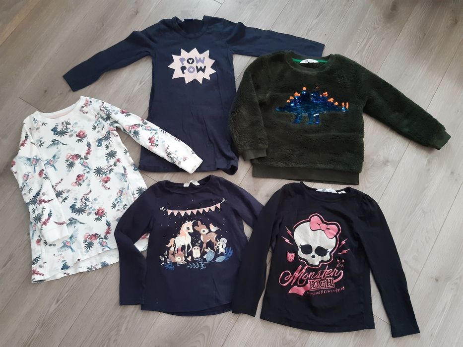 Zestaw paka 5 bluzeczek tunik bluz H&M na wzrost 110/116