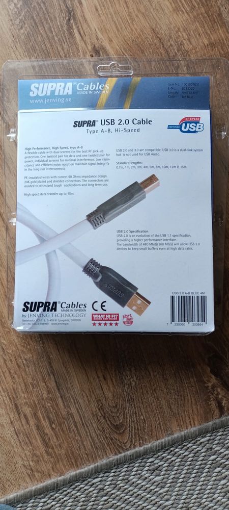 Kabel USB Supra 4m