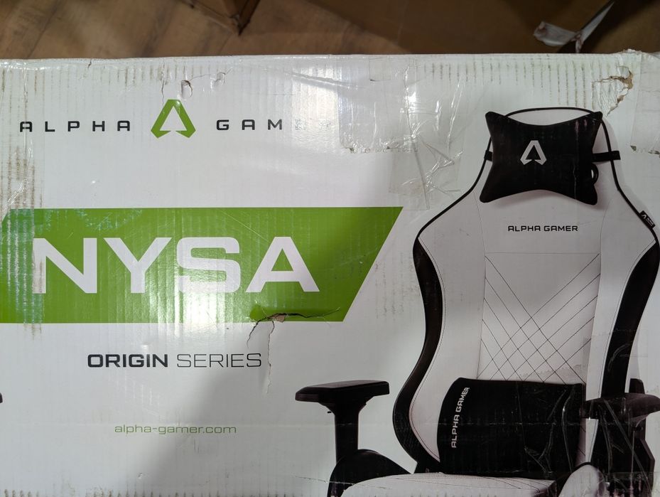 Cadeira Gaming ALPHA GAMER Nysa - Branca/Preto - Nova