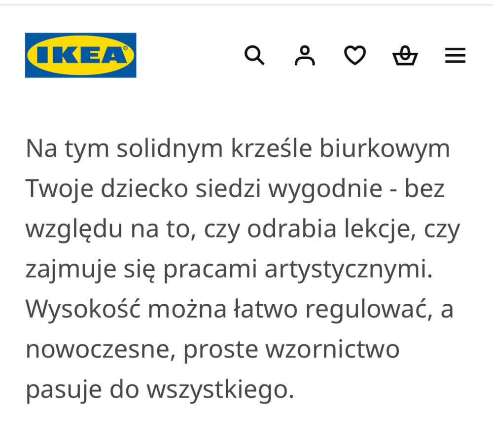 Krzeslo dziecięce do biurka Ikea
