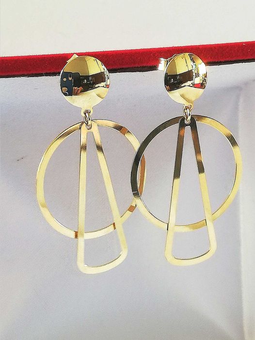 WŁOSKIE bajkowe złote kolczyki wiszące na bogato błyszczące lśniące