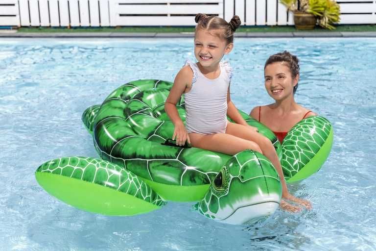 Bestway  Dmuchany Materac Plażowy Ogrodowy do Basenu z Uchwytami Żółw