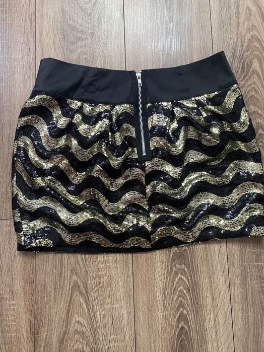 Sylwester impreza Spódniczka Zara cekiny czarno-złota rozm. S