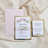 Zaproszenia ślubne w stylu GLAMOUR jednokartkowe róż