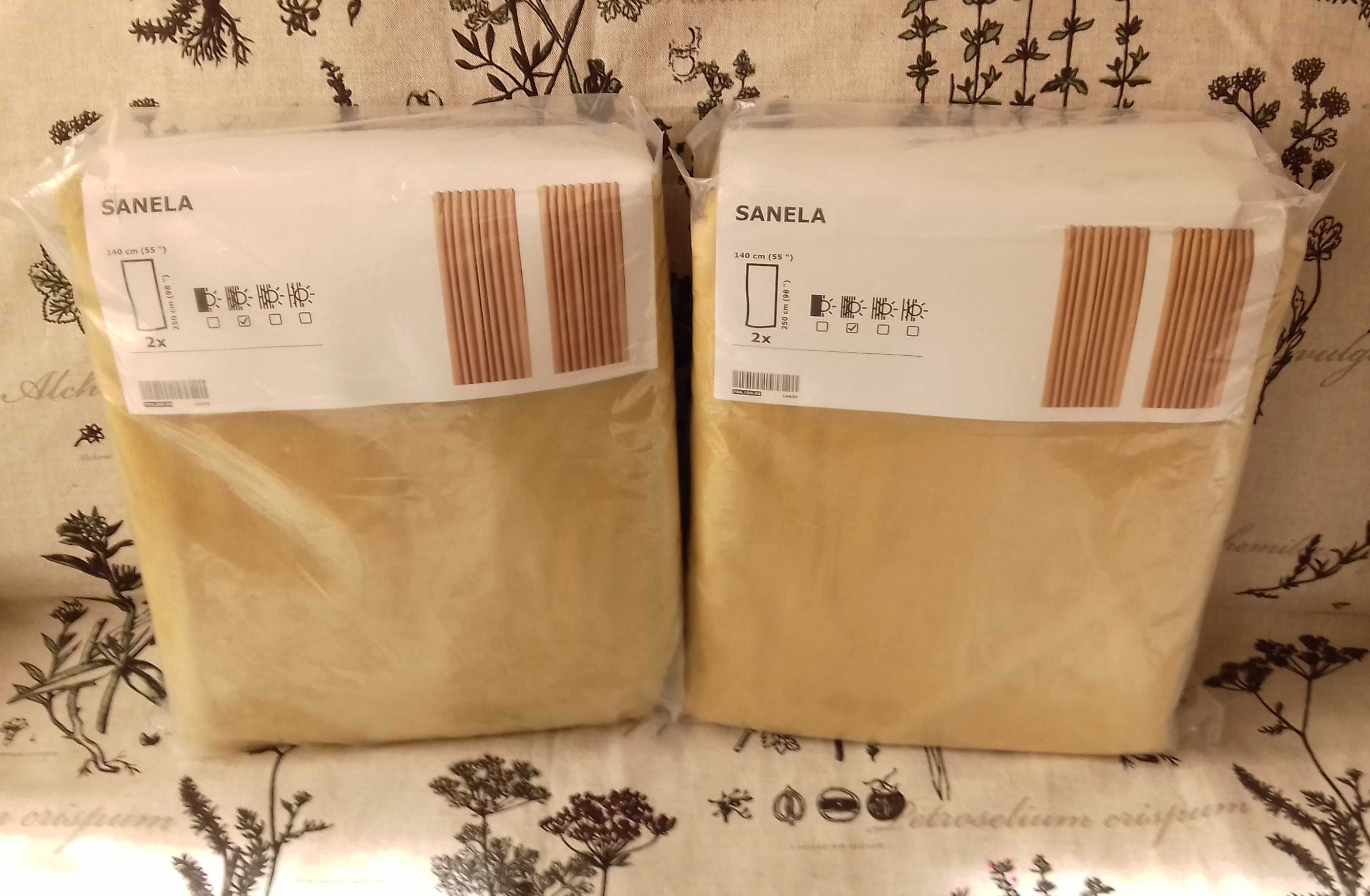 Zasłony IKEA SANELA bawełna mięsisty aksamit 140x250 złoty brąz