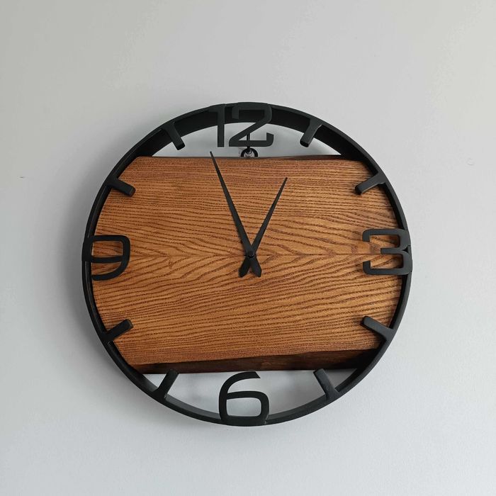 Zegar Ścienny drewniany Jesion 35 cm – stalowa obręcz, cichy mechanizm