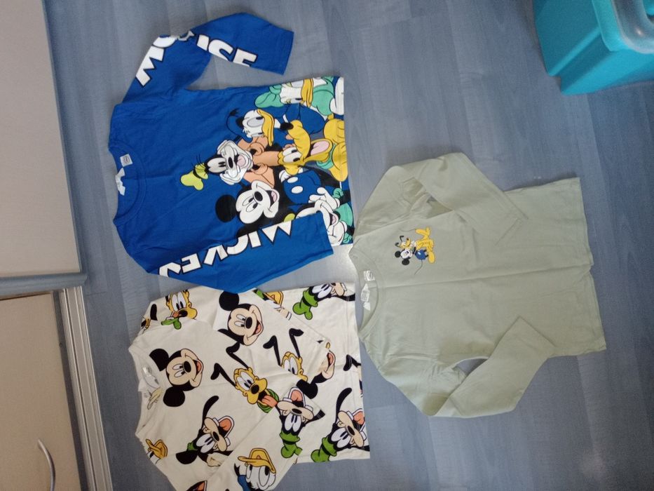 Koszulki bluzki długi rękaw H&M 122/128 myszka Miki Disney