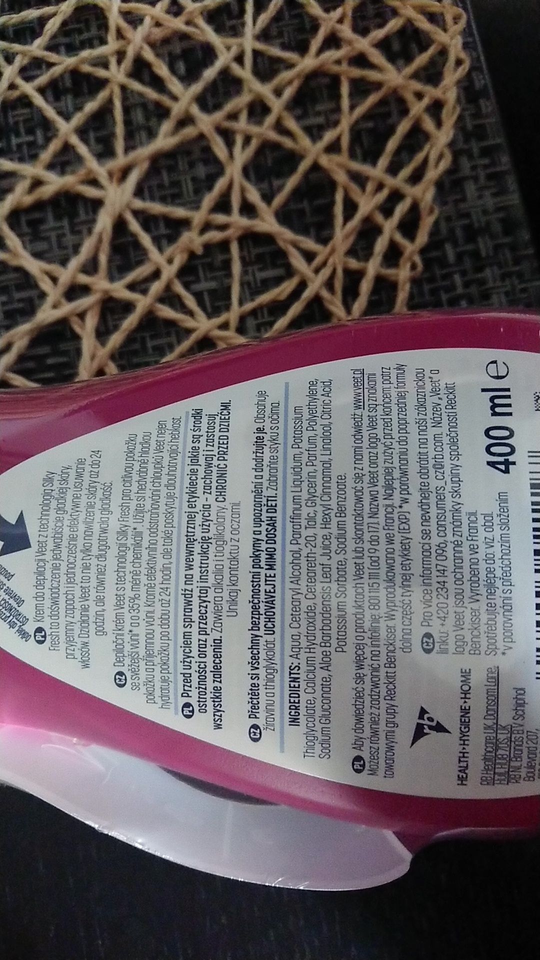 VEET Krem do Depilacji dla Skóry Wrażliwej 400ml KOJĄCY świeży zapach