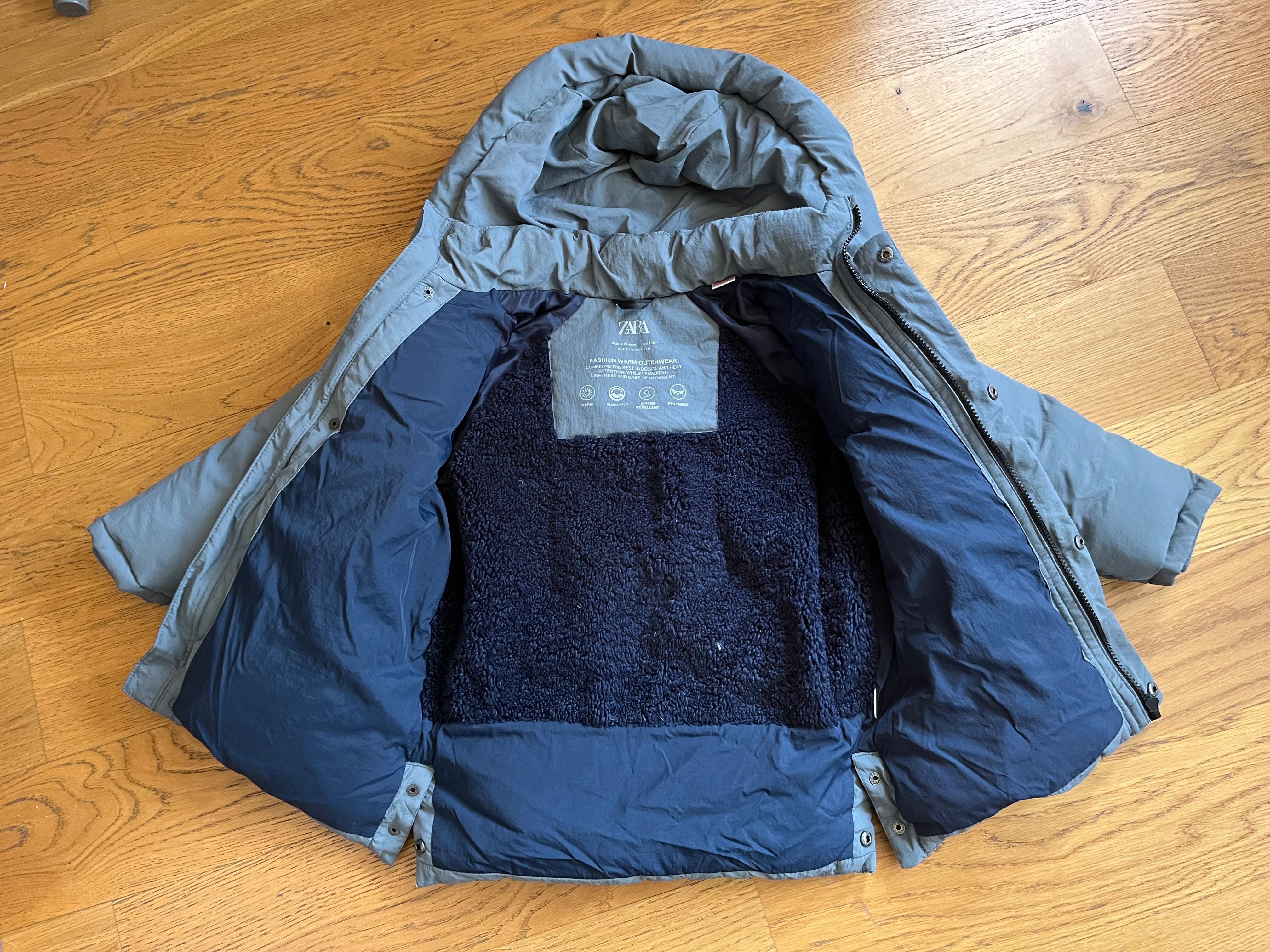 Super ciepła kurtka puchowa ZARA na 4-5 lat  (110 cm) z kapturem