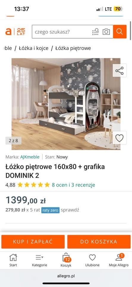 Łóżko piętrowe dla dzieci