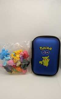 Niebieskie etui wraz 24 figurkami pokemon