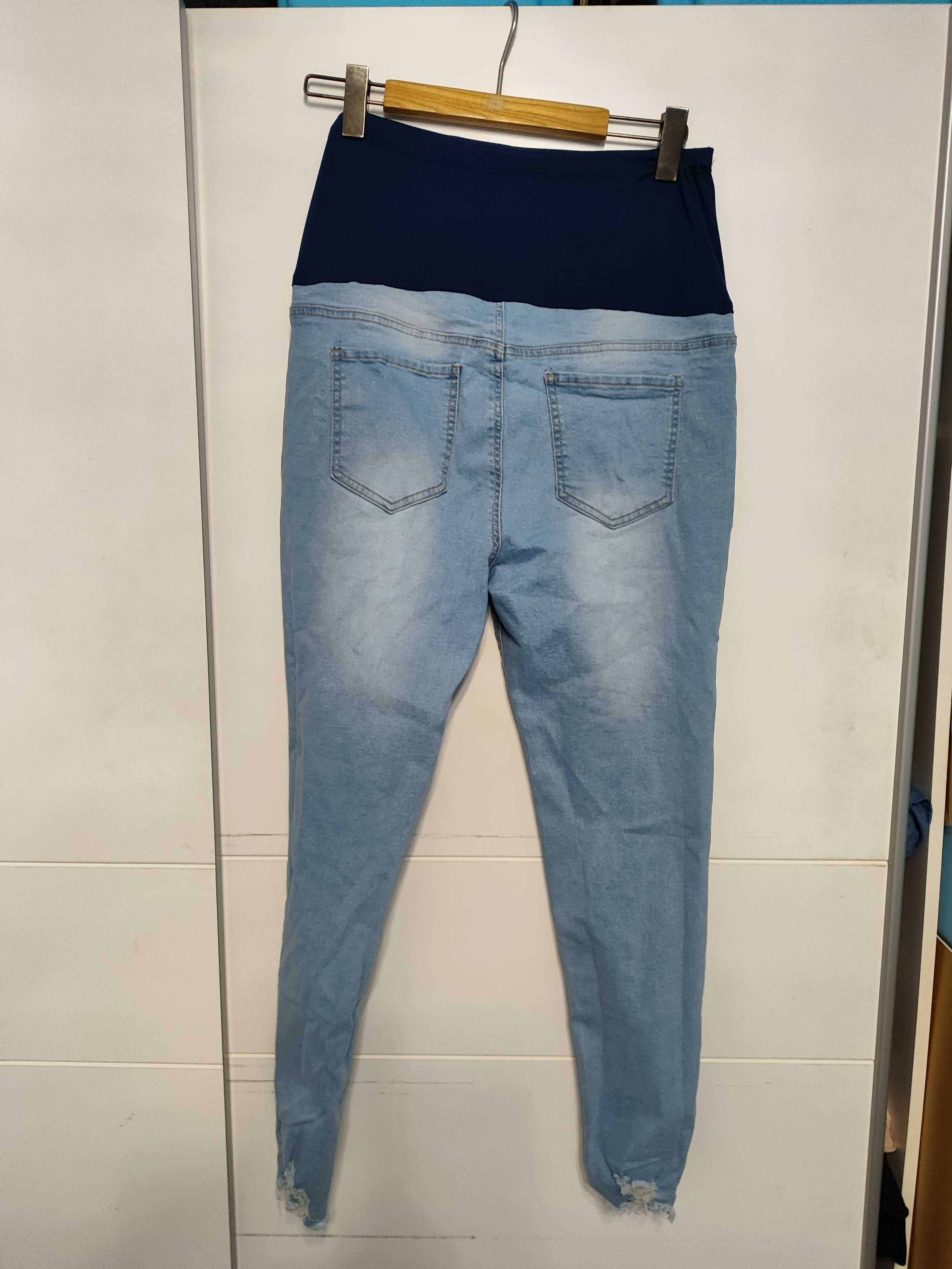 Shein spodnie jeansowe rurki ciążowe 44