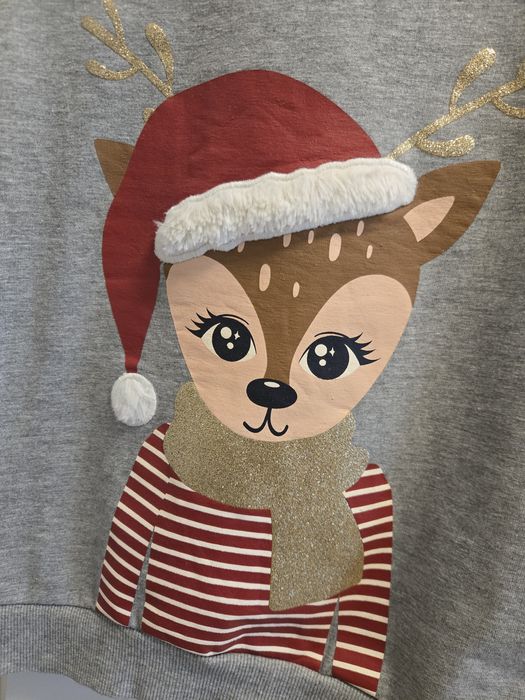 Bluza świąteczna Name it, r. 146/152, renifer, czapka Mikołaja