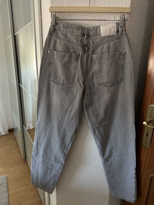 Calças Ganga Mom Fit Cinzentas Zara