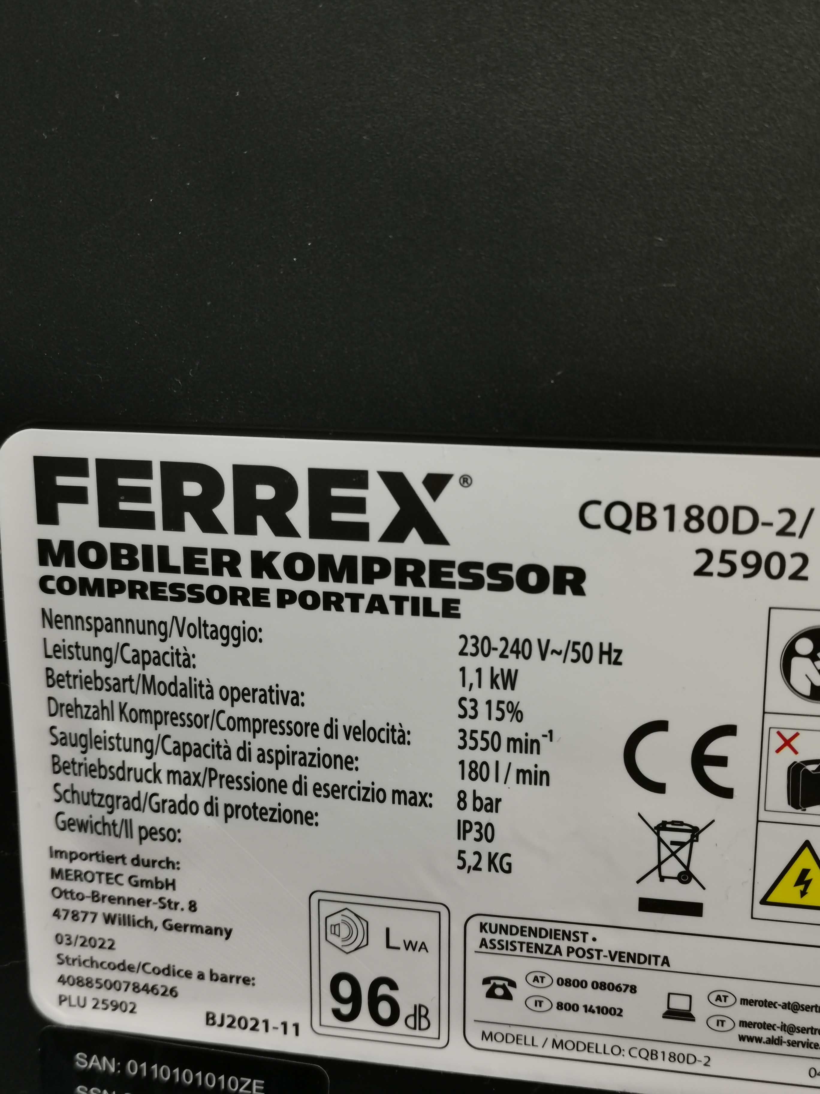 Na Lewara Kompresor Ferrex CQB180D-2