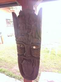 Duża płaskorzeźba drewniana maska