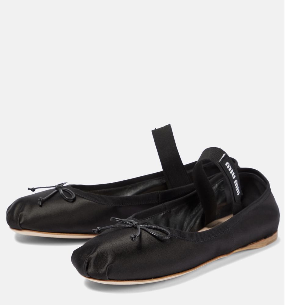 MIU MIU Satin ballet flats miumiu сатинові атласні балетки чорні