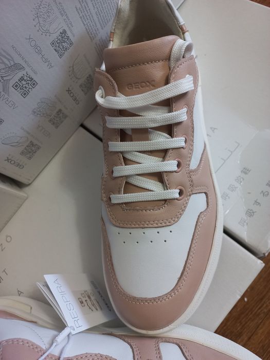 Кеди мокасини Geox D Dalyla Italy patent біло-рожеві