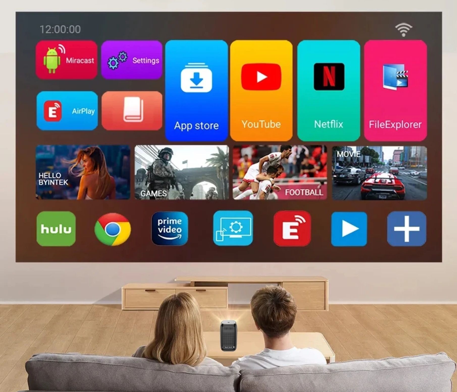 Rzutnik turystyczny USB c Hdmi akumulator projektor wifi blutooth