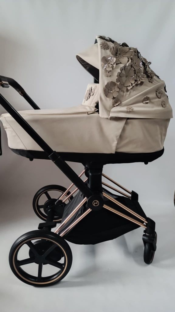Cybex e-Priam rose gold z gondolą simply flowers beige