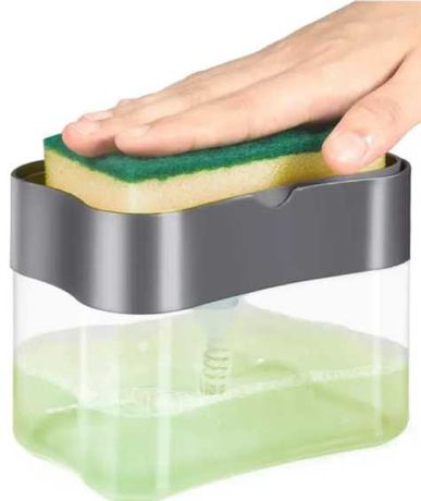Кухонний дозатор для миючого засобу з губкою, нажимний Soap Pump
