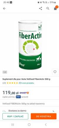 FiberActive Vetfood, zamiennik Fibor, błonnik dla psa, kota