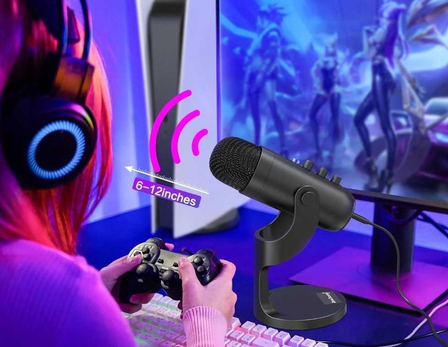 Mikrofon USB do gier nagrywania streamingu K66 czarny ZealSound