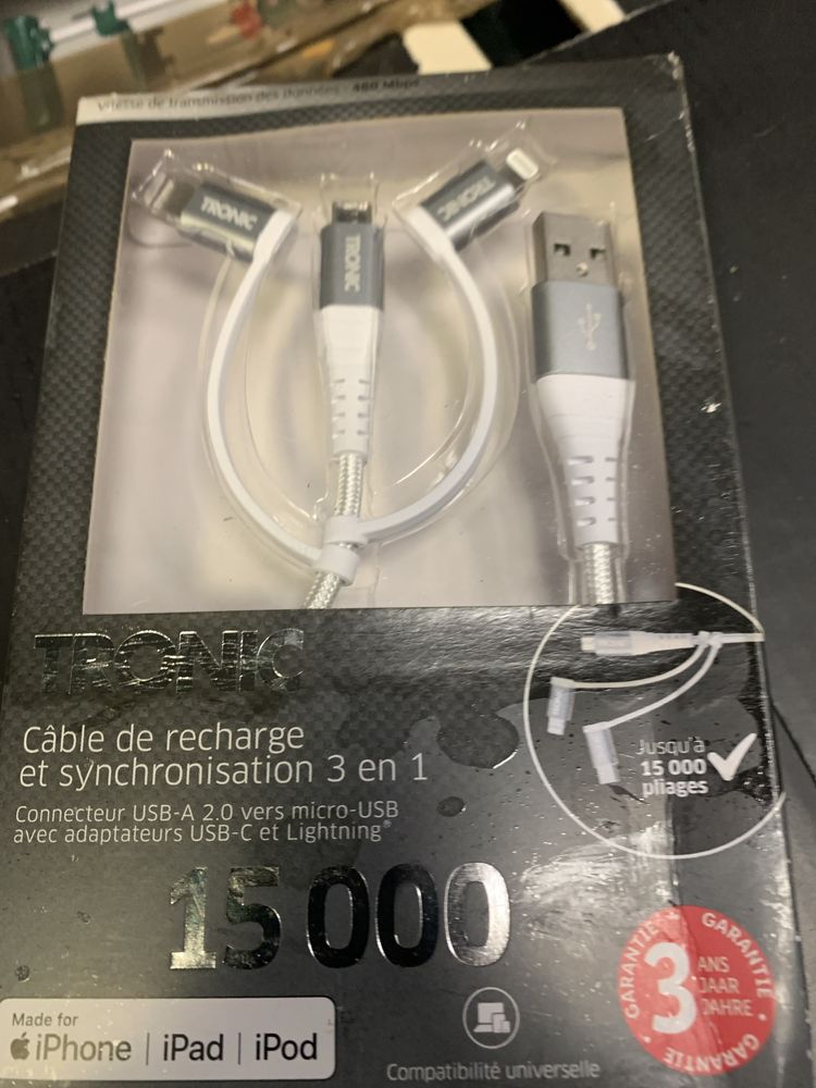 Kabel USB - USB typ C / microUSB / Lightning Tronic 1 m