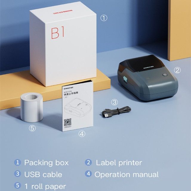 Термопринтер NIIMBOT B1 Чорний, сірий, голубий, зелений(Термопринтер д
