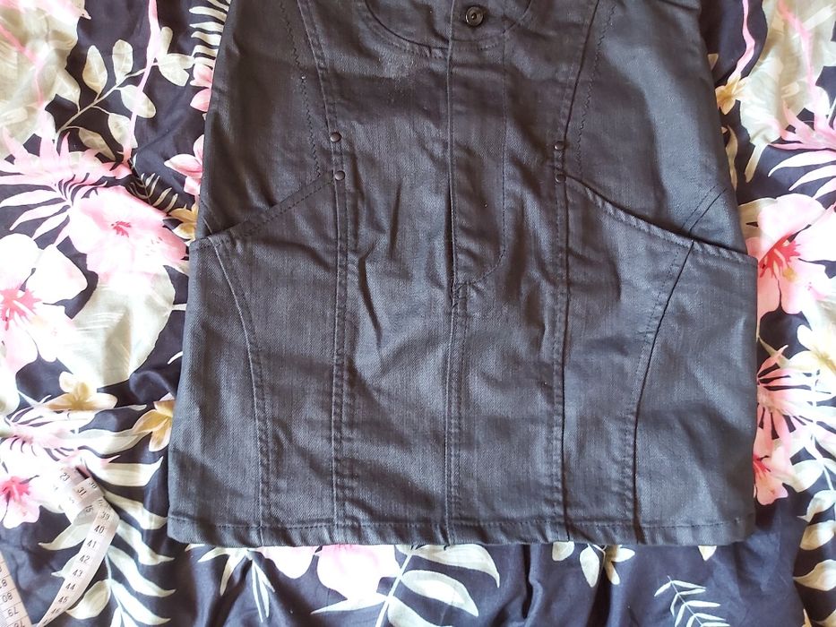 Spódniczka spódnica na szelkach woskowana czarna jeansowa r. 25 XS S