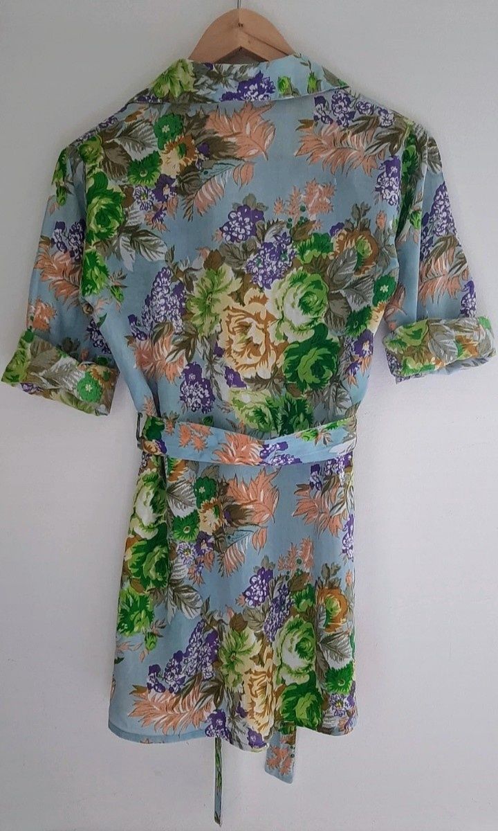 Túnica/Vestido camiseiro,, estampada, com cinto., Tam. S,  Lanidor