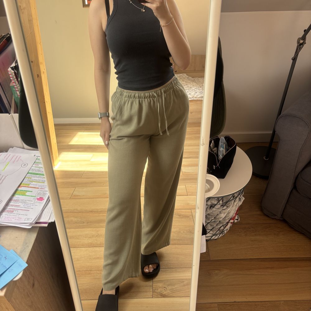Spodnie lniane khaki (NOWE)