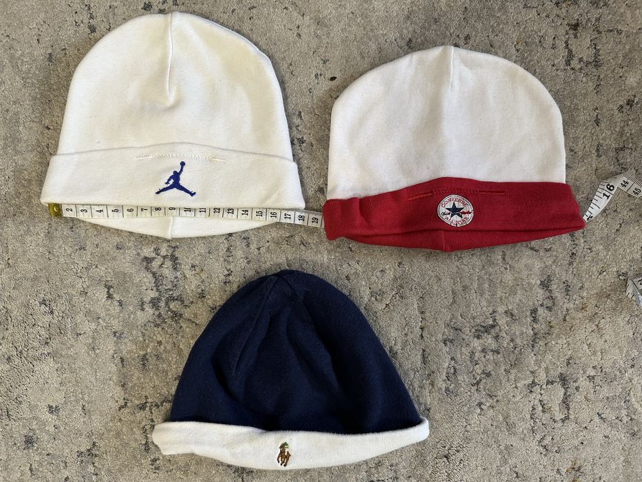 Zestaw: 3x czapek niemowlęcych r. 62/68 Ralf Lauren, Jordan, Converse