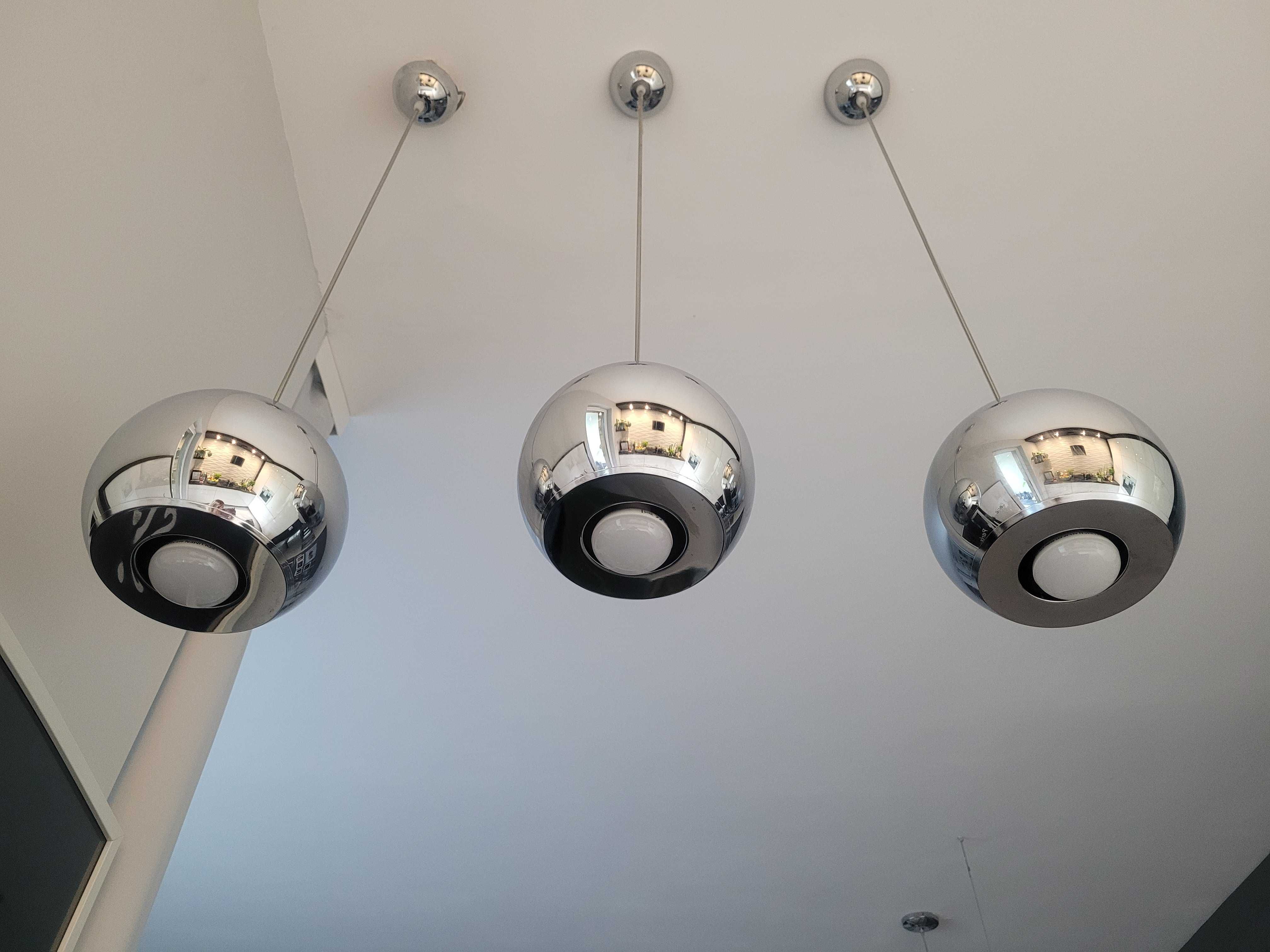 3 sztuki lampy wiszące srebrne kule