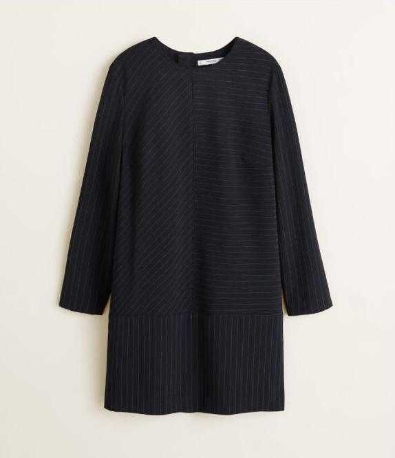 Сукня MANGO XS S довгий рукав офіційна ділова смужка синя чорна плаття