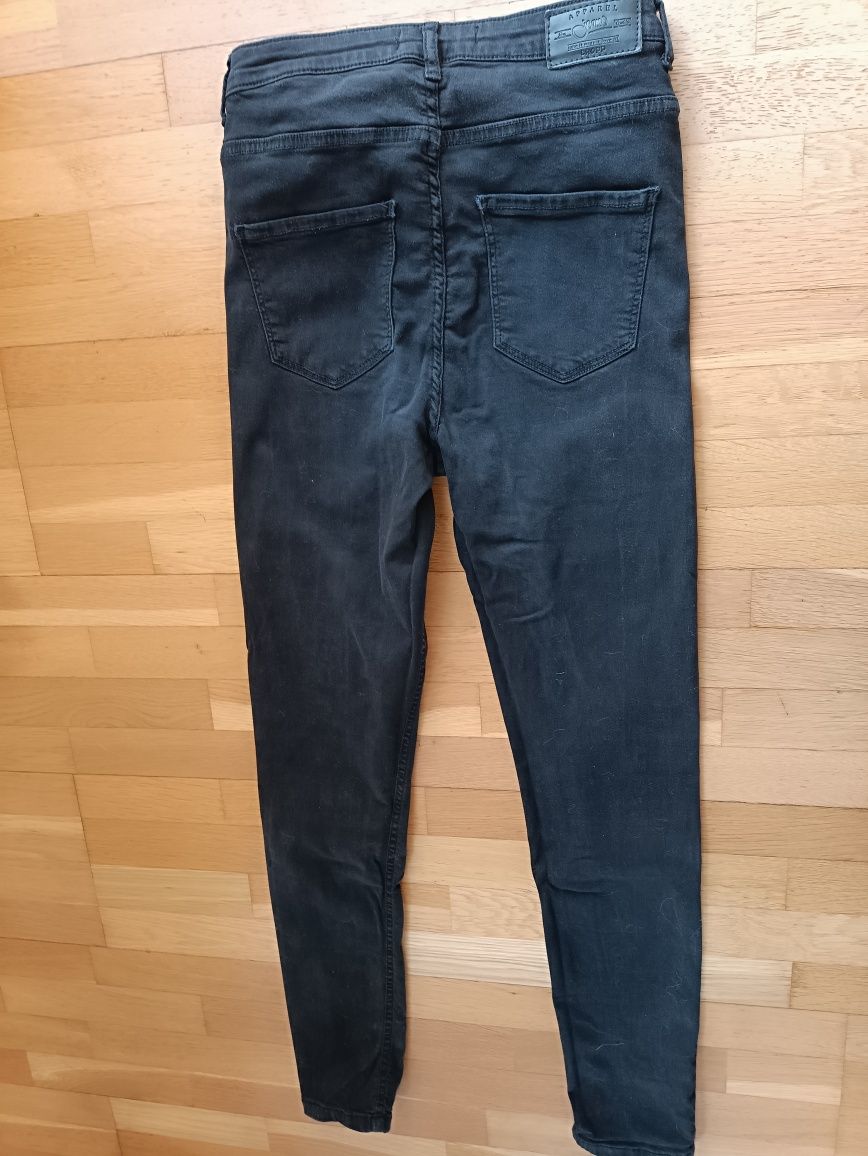 Spodnie jeansy slim skinny czarne z wysokim stanem
