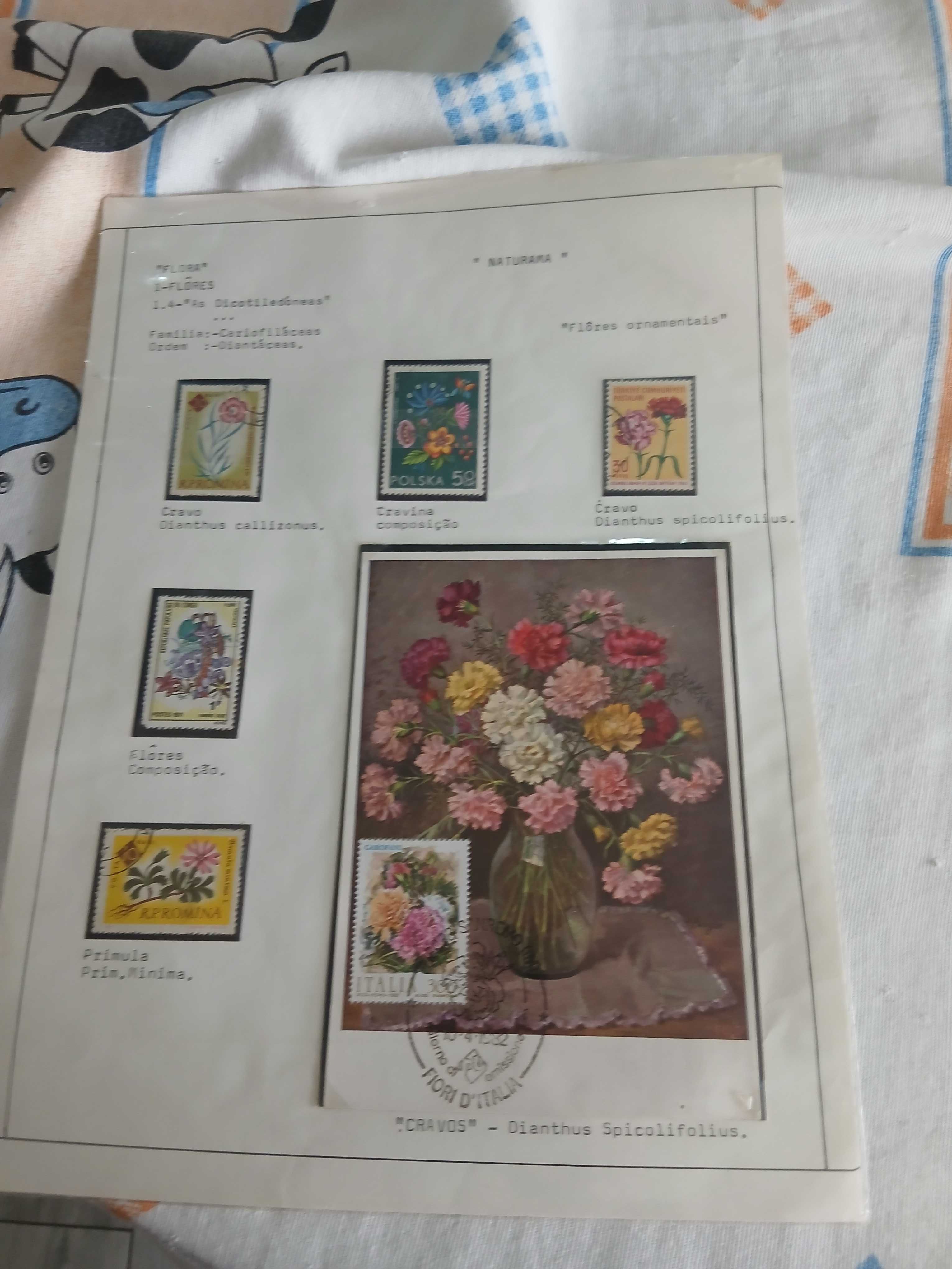 Selos usados e postais antigos