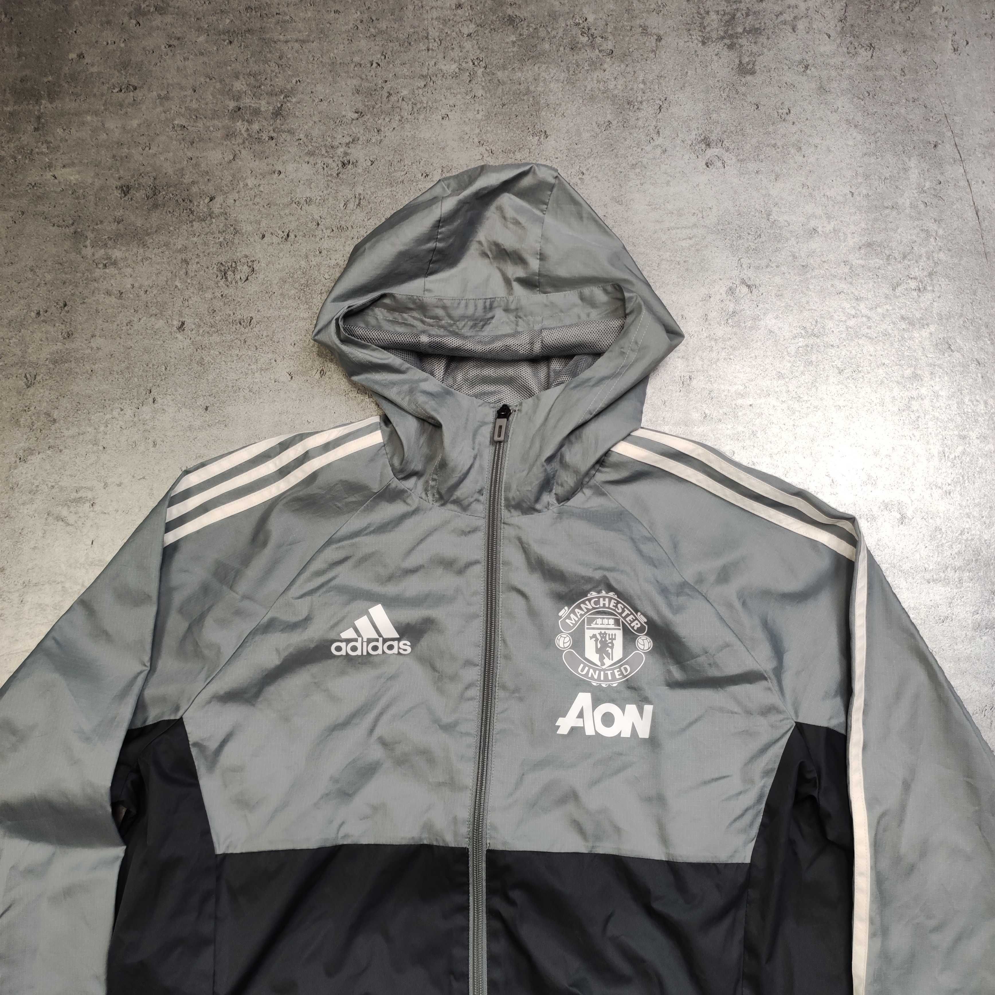 MĘSKA Kurtka PREMIUM Sportowa Wiatrówka Manchester United Adidas Logo