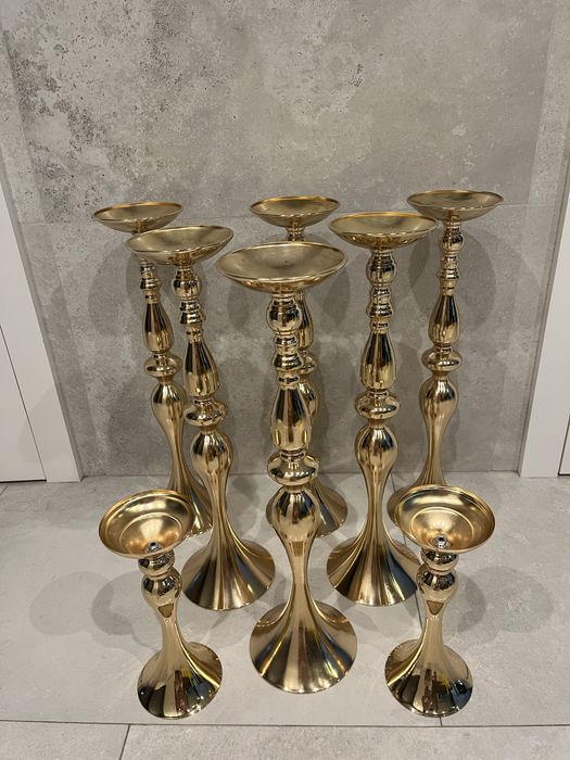 Postument kwietnik stojak na kwiaty złoty