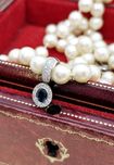 Retro wisiorek do pereł złoto 14k diamenty 0.20 ct szafir nat. Wycena
