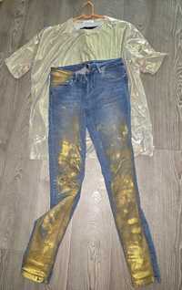 Костюм золото джинсы и футболка