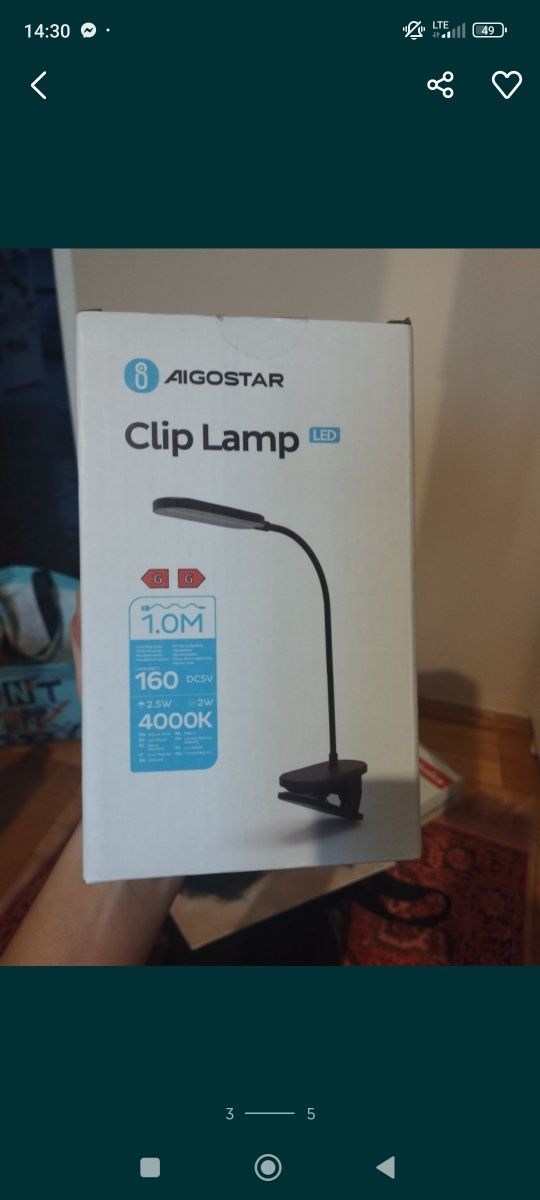 Lampka biurkowa Aigostar z klipsem