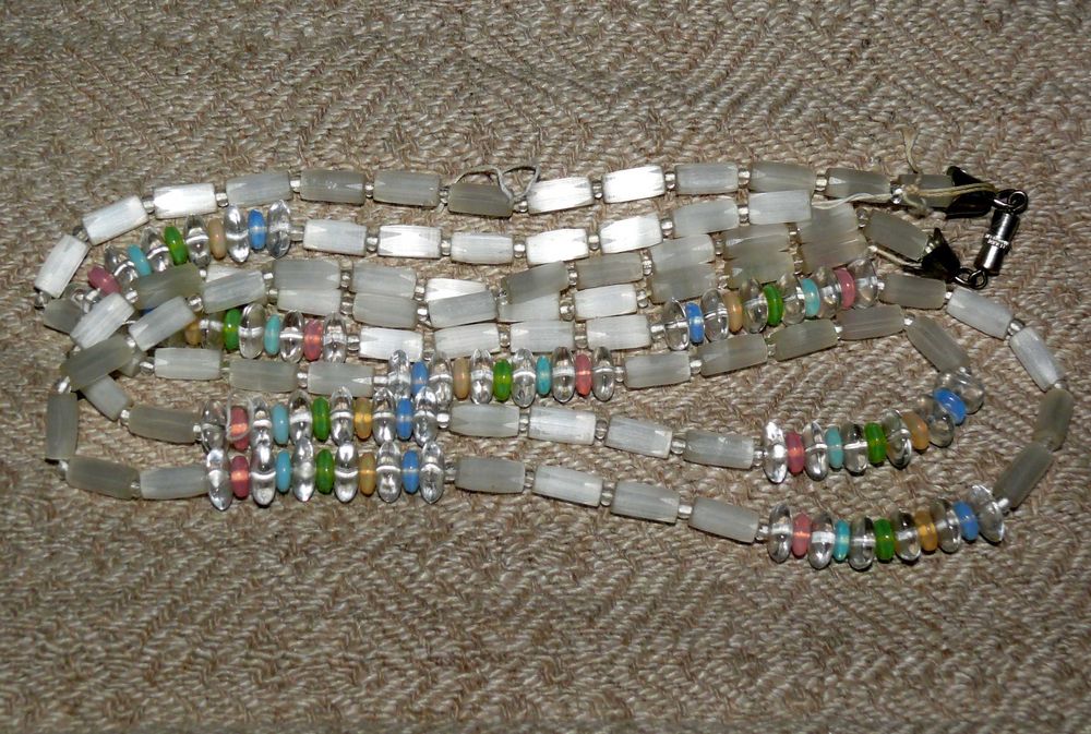 Бусы Сатиновое Стекло. Старинные Двухрядные. Нежные Тона