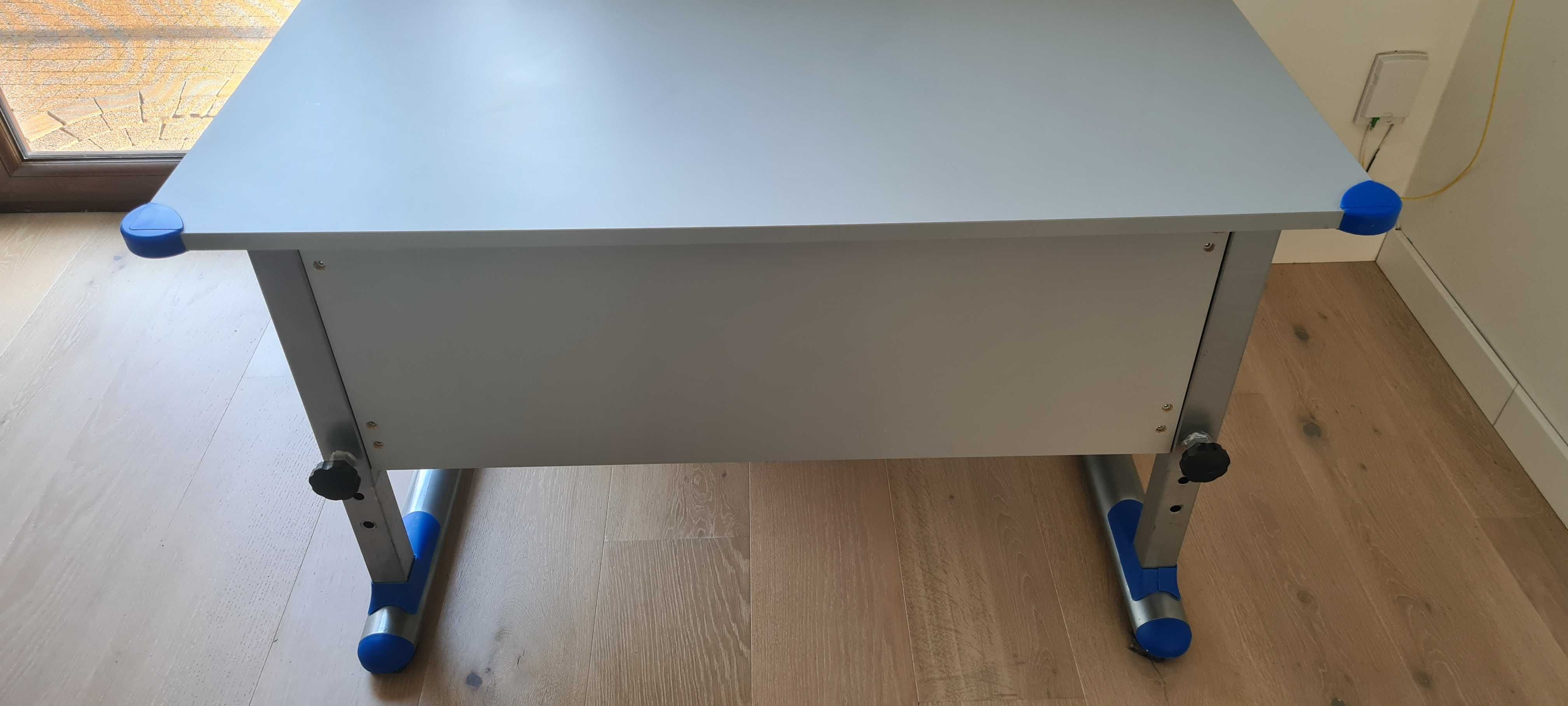biurko regulowane szare szuflada plus skrzynie fotel obrotowy gratis