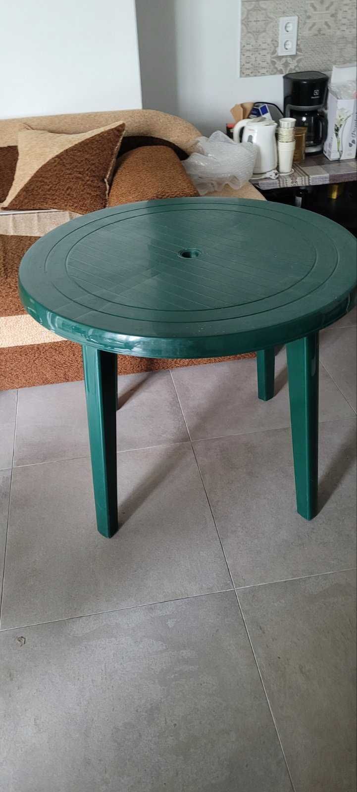 Стіл пластиковий Алеана 90x90 см зелений +5 стільців