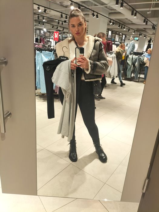 Kurtka kożuch futerko baranek miś szara M Zara