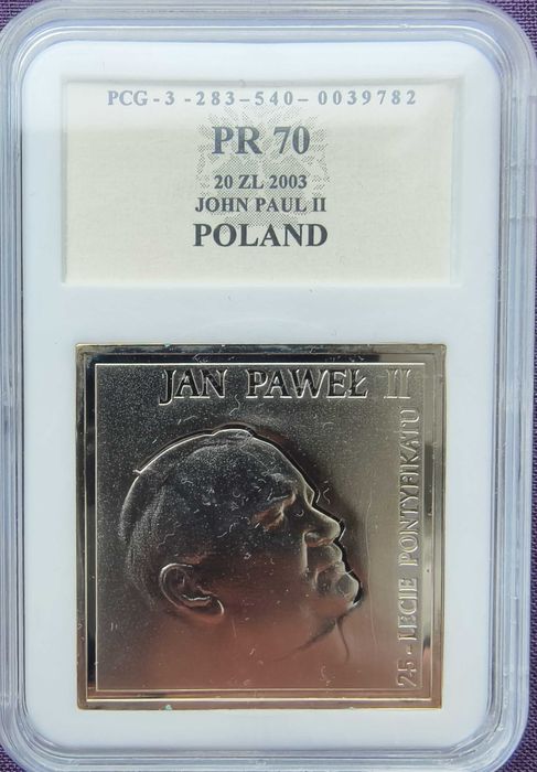 Jan Paweł II 25-lecie pontyfikatu - 20 zł 2003 - srebro - PR70 folder