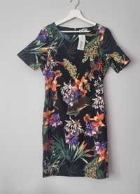 Sukienka w kwiaty z krótkim rękawem nowa rozmiar M Marc Angelo